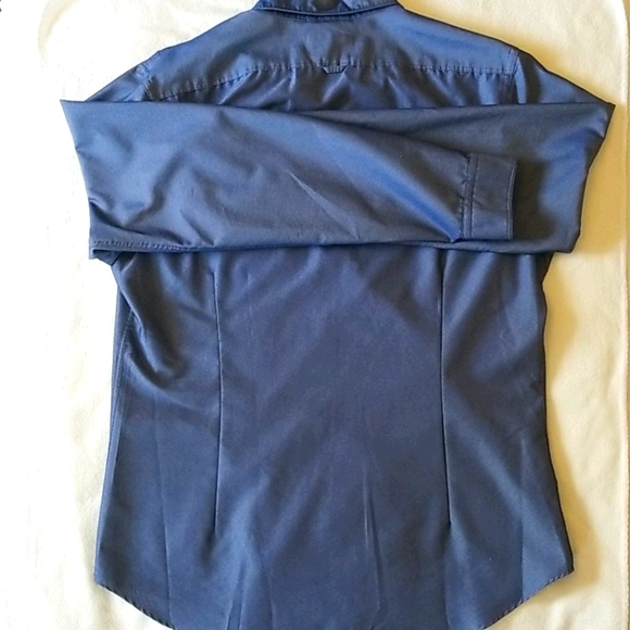 Express Fitted Blue Button Up Dress Shirt, Size L - Picture 4 of 4
